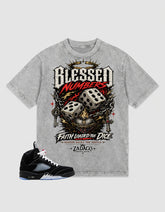 Washed T-shirt to Match Metallic Reimagined 5s - Blessed Numbers Graphic