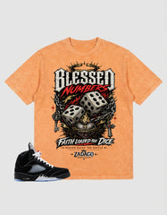 Washed T-shirt to Match Metallic Reimagined 5s - Blessed Numbers Graphic