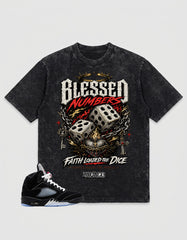 Washed T-shirt to Match Metallic Reimagined 5s - Blessed Numbers Graphic