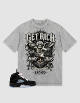 Washed T-shirt to Match Metallic Reimagined 5s - Get Rich Money Talk Graphic