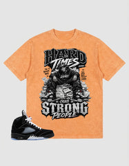 Washed T-shirt to Match Metallic Reimagined 5s - Hard Time Create Strong People Graphic