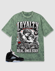Washed Tee to Match Metallic Reimagined 5s - Loyalty Over Everything Graphic