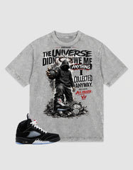 Washed T-shirt to Match Metallic Reimagined 5s - No Luck All Hustle Graphic