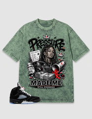 Washed T-shirt to Match Metallic Reimagined 5s - Pressure Made Me Standing Graphic