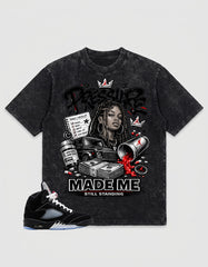 Washed T-shirt to Match Metallic Reimagined 5s - Pressure Made Me Standing Graphic