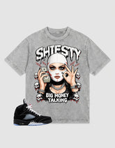 Washed T-shirt to Match Metallic Reimagined 5s - Shiesty Big Money Talking Graphic