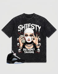 Washed T-shirt to Match Metallic Reimagined 5s - Shiesty Big Money Talking Graphic