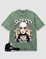 Washed T-shirt to Match Metallic Reimagined 5s - Shiesty Big Money Talking Graphic
