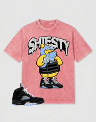 Washed T-shirt to Match Metallic Reimagined 5s - Shiesty Pooh Graphic