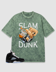Black Cat 4s Washed T-shirt - Slam Dunk Graphic