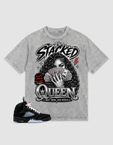 Washed T-shirt to Match Metallic Reimagined 5s - Stacked Queen Graphic
