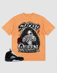 Washed T-shirt to Match Metallic Reimagined 5s - Stacked Queen Graphic