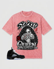 Washed T-shirt to Match Metallic Reimagined 5s - Stacked Queen Graphic