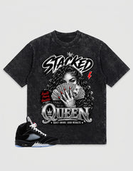 Washed T-shirt to Match Metallic Reimagined 5s - Stacked Queen Graphic