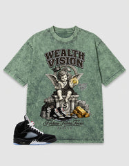 Washed T-shirt to Match Metallic Reimagined 5s - Wealth Vision Graphic