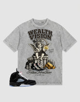 Washed T-shirt to Match Metallic Reimagined 5s - Wealth Vision Graphic