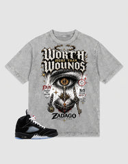 Washed T-shirt to Match Metallic Reimagined 5s - Worth More Than Wounos Graphic