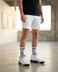 White Black Socks – Air Jordan 5 Retro Inspired Mid-Calf Unisex Crew Socks
