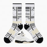 White Black Socks ā Air Jordan 5 Retro Inspired Mid-Calf Unisex Crew Socks
