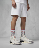 White Cement Reimagined Sneaker Match Socks ā Air Jordan 3 Retro White Cement Reimagined Inspired Mid-Cut Crew Socks Unisex