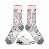 White Cement Reimagined Sneaker Match Socks ā Air Jordan 3 Retro White Cement Reimagined Inspired Mid-Cut Crew Socks Unisex