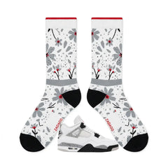 White Cement Socks – Air Jordan 4 Retro OG 2025 Inspired Mid-Calf Unisex Crew Socks
