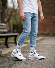 White Cement Socks – Air Jordan 4 Retro OG 2025 Inspired Mid-Calf Unisex Crew Socks