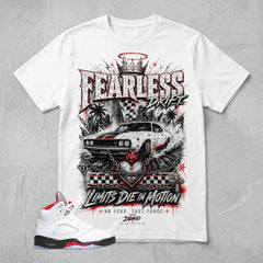 White Fire Red 5s Zadago Shirt Fearless Graphic