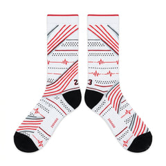 White Infrared Sneaker Match Socks – Air Jordan 7 Retro White Infrared Inspired Mid-Calf Crew Socks