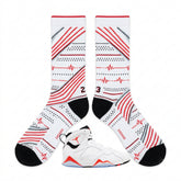 White Infrared Sneaker Match Socks ā Air Jordan 7 Retro White Infrared Inspired Mid-Calf Crew Socks