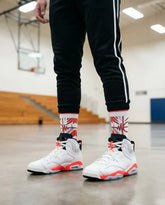 White Infrared Socks ā Air Jordan 6 OG Inspired Mid-Calf Unisex Crew Socks