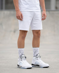 White Metallic Socks – Air Jordan 5 Inspired Mid-Calf Unisex Crew Socks
