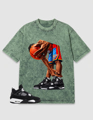 White Thunder 4s Zadago Washed T-shirt Ball Time Graphic