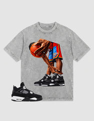 White Thunder 4s Zadago Washed T-shirt Ball Time Graphic