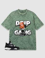 White Thunder 4s Zadago Washed T-shirt Drip Gang Graphic