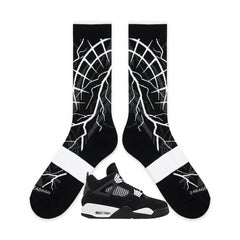 White Thunder Socks – Air Jordan 4 Inspired Mid-Calf Unisex Crew Socks