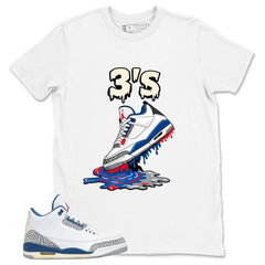 White True Blue 3s Zadago Shirt 3's Dripping Graphic