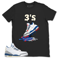 White True Blue 3s Zadago Shirt 3's Dripping Graphic