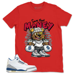 White True Blue 3s Zadago Shirt Save That Money Graphic