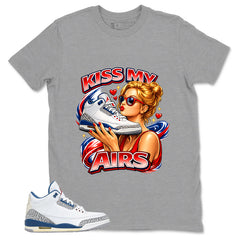 White True Blue 3s Zadago Shirt Kiss My Airs Graphic