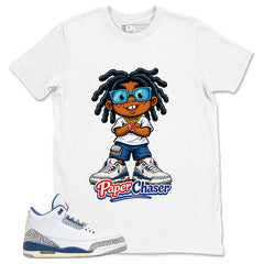 White True Blue 3s Zadago Shirt Paper Chaser Graphic