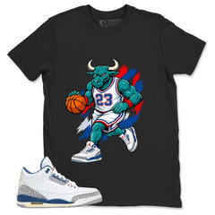 White True Blue 3s Zadago Shirt Raging Bull Graphic