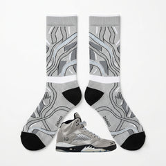 Wings Sneaker Match Socks – Wmns Air Jordan 5 Retro Wings Inspired Mid-Calf Crew Socks