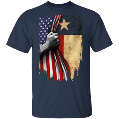 Texas Flag Inside American Flag T-Shirt Fourth Of July Shirts Gift For Patriotic - Zadago