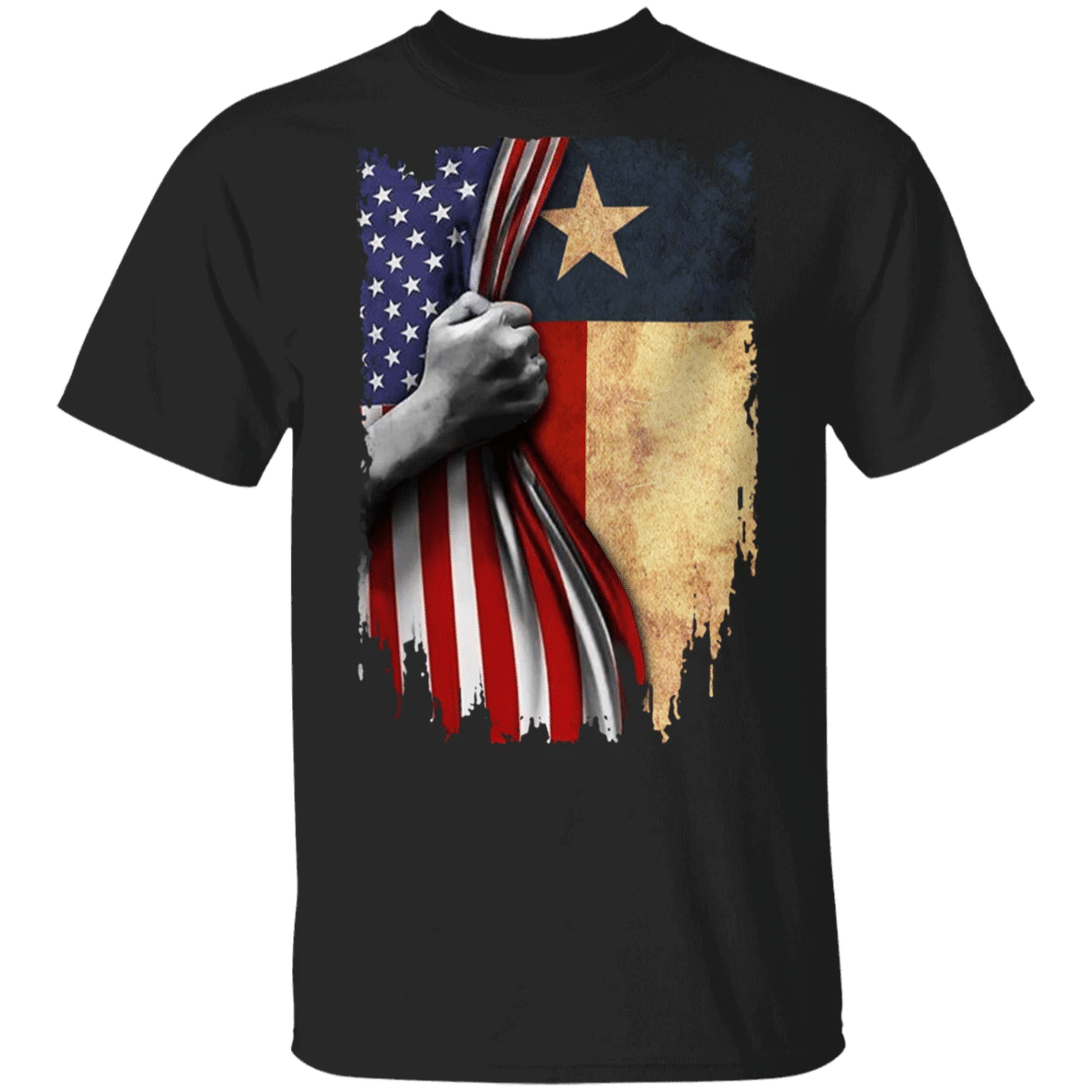 Texas Flag Inside American Flag T-Shirt Fourth Of July Shirts Gift For Patriotic - Zadago