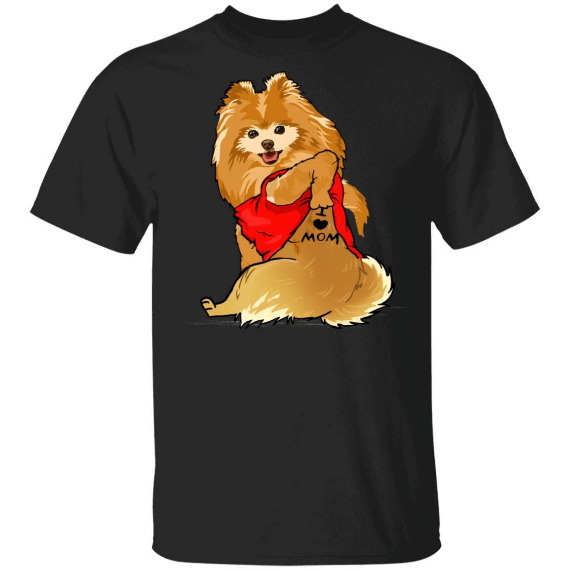 Pomeranian Tattoo I Love Mom Cute Dog Shirt Mother's - Zadago