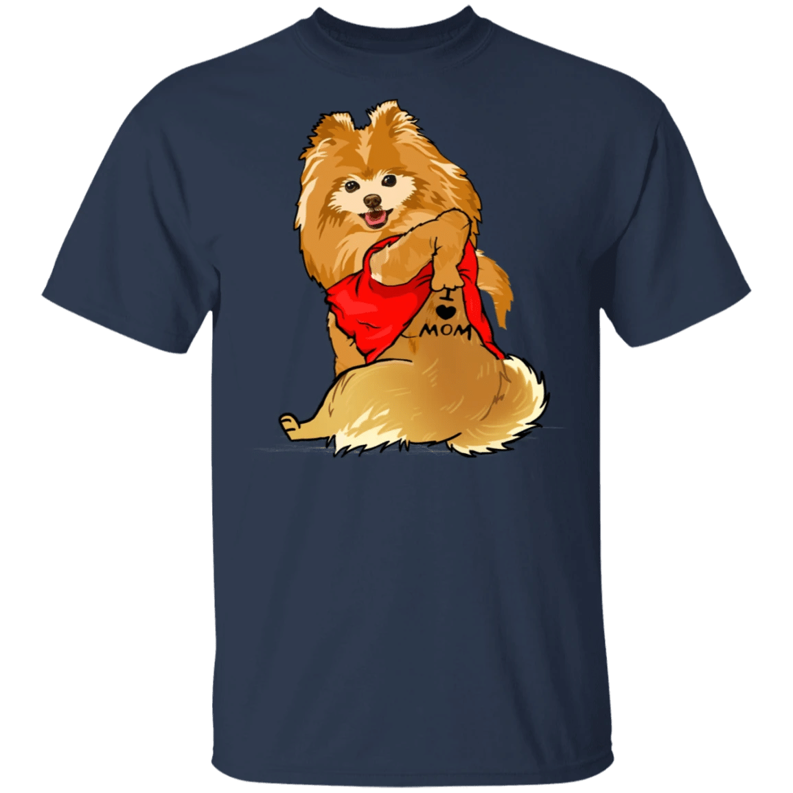 Pomeranian Tattoo I Love Mom Cute Dog Shirt Mother's - Zadago