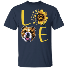 Cute Bulldog Paw Love Sunflower Shirt Womens, Gifts For Dog Lover - Zadago