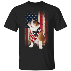 Original Vintage English Bulldog American Usa Flag Dog Shirt Patriotic Dog Lover shirt - Zadago