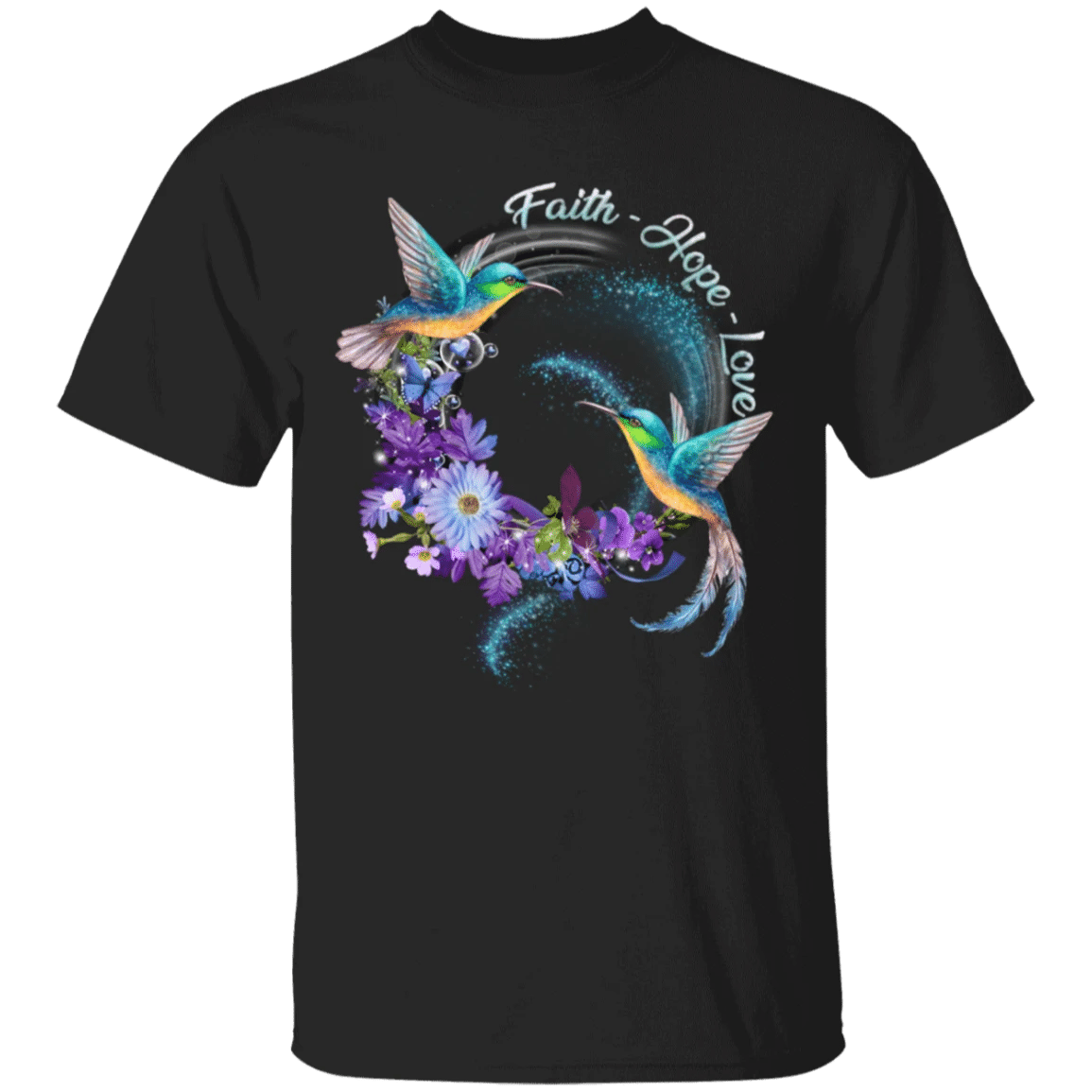 Faith Hope Love T-Shirt Birds Flowers Vintage Graphic Tee For Men Women Gift For Christian - Zadago